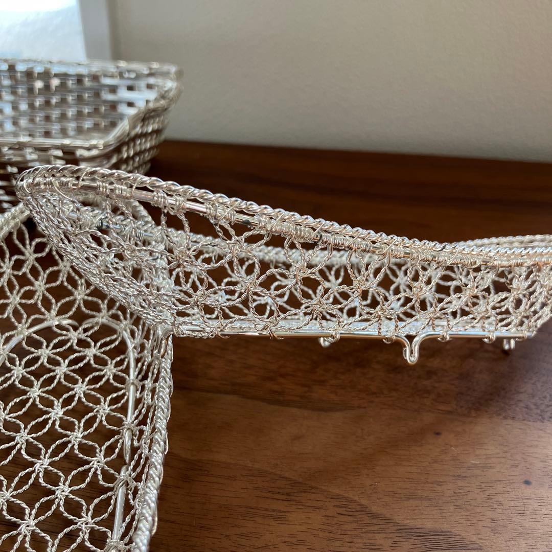 銀座WAKO 和光 銀細工 おしぼりトレイ 5個組+ バスケット付