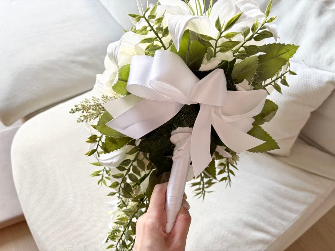 カサブランカ ブライダルブーケとブートニアセット アーティフィシャルフラワー