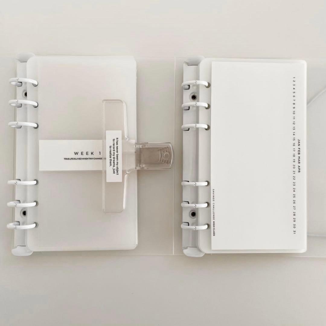 もも　韓国　貯金　バインダー　ダブルリングバインダー　白　14 黒　4