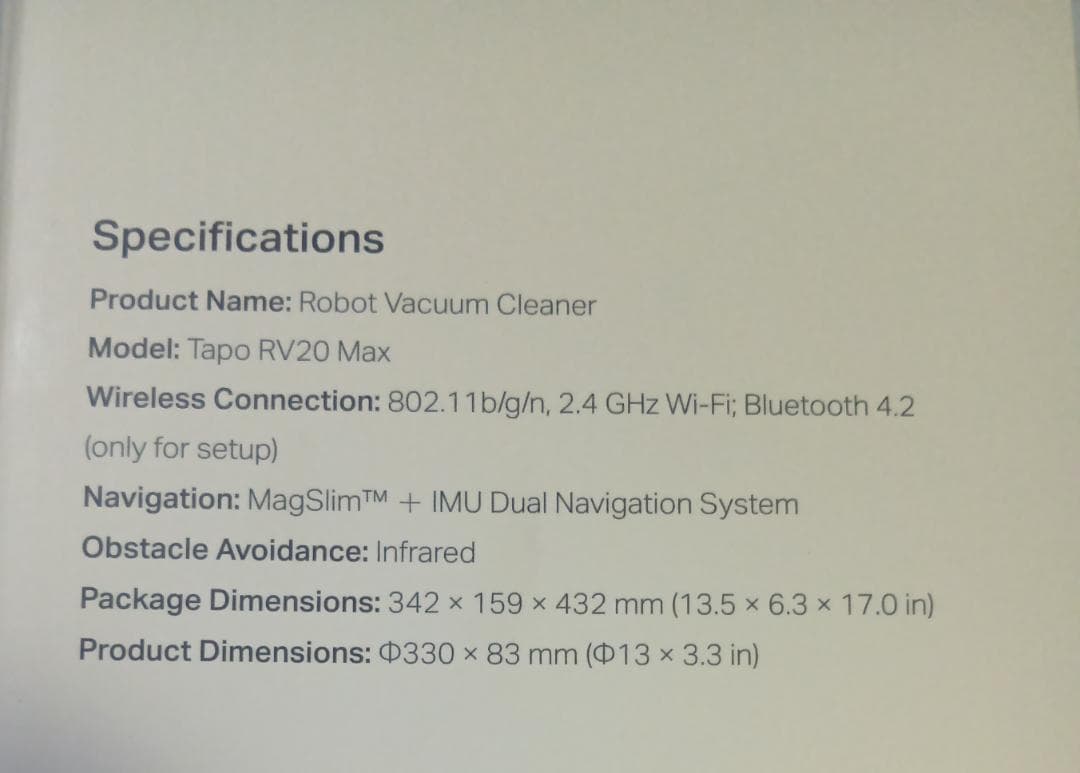 Tapo 薄型ロボット掃除機 TP-Link Tapo RV20 Max