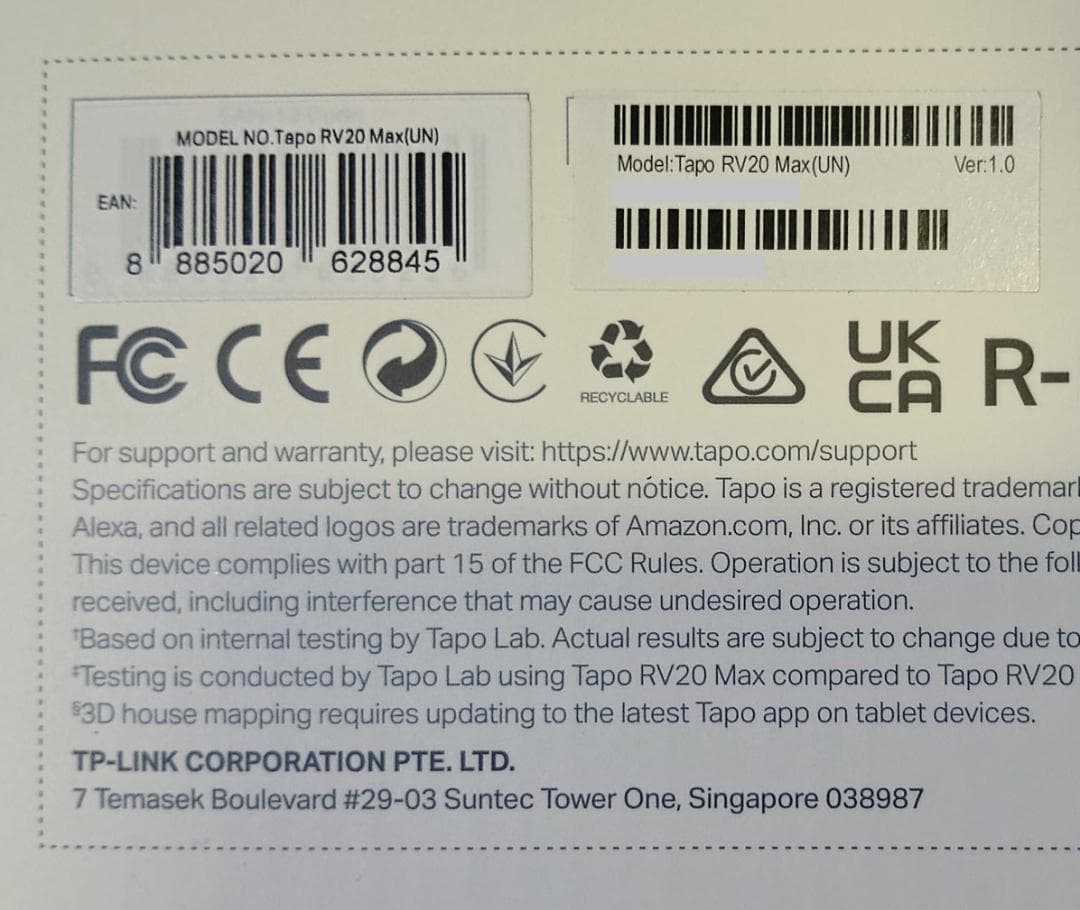 Tapo 薄型ロボット掃除機 TP-Link Tapo RV20 Max