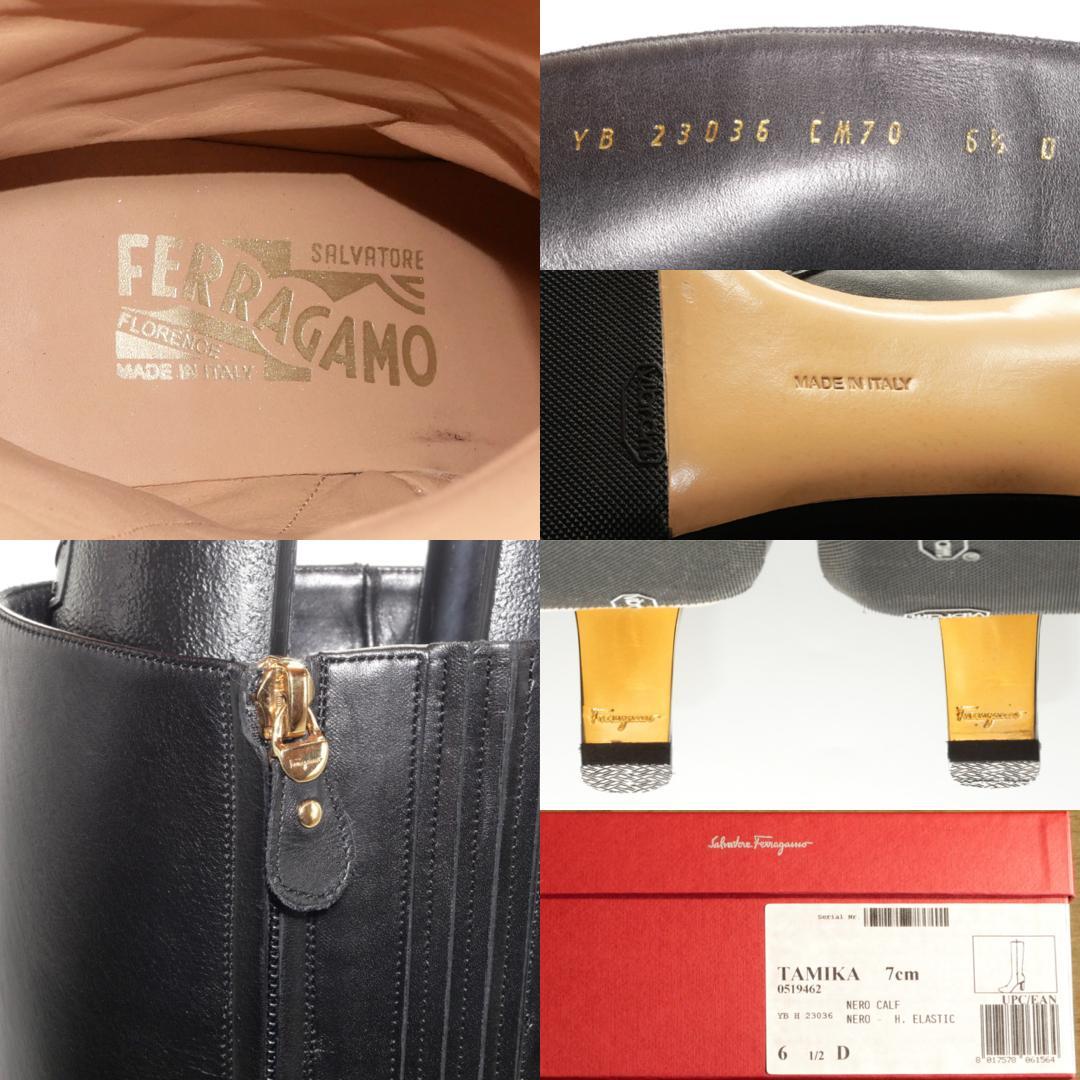 6.5D　SALVATORE FERRAGAMO TAMIKA　黒　ゴールド