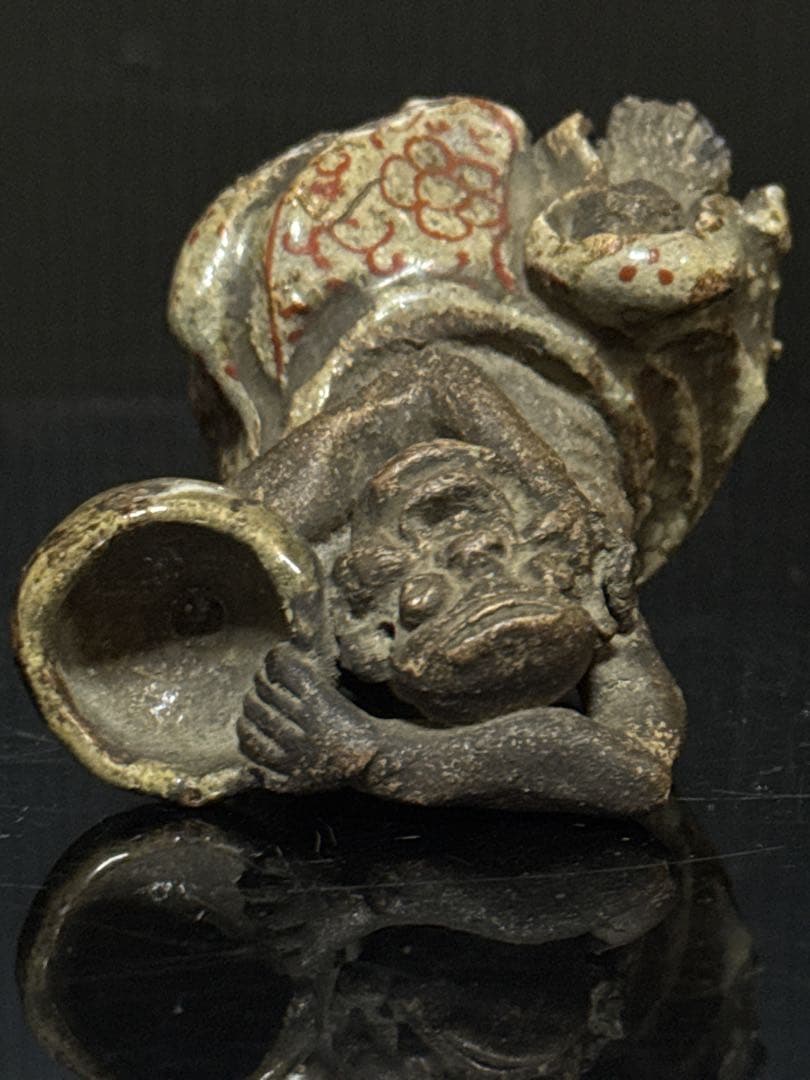 平安 名人 村田永翁 造 彩色羅漢図 香立 置物