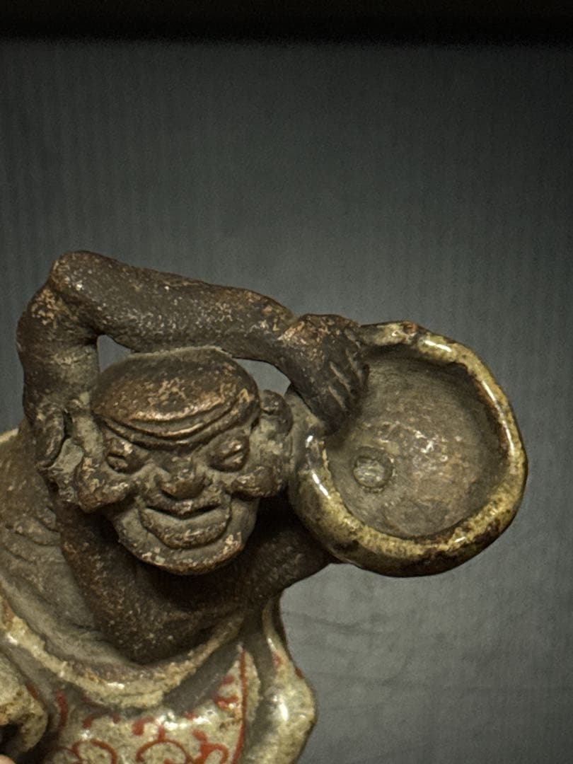 平安 名人 村田永翁 造 彩色羅漢図 香立 置物