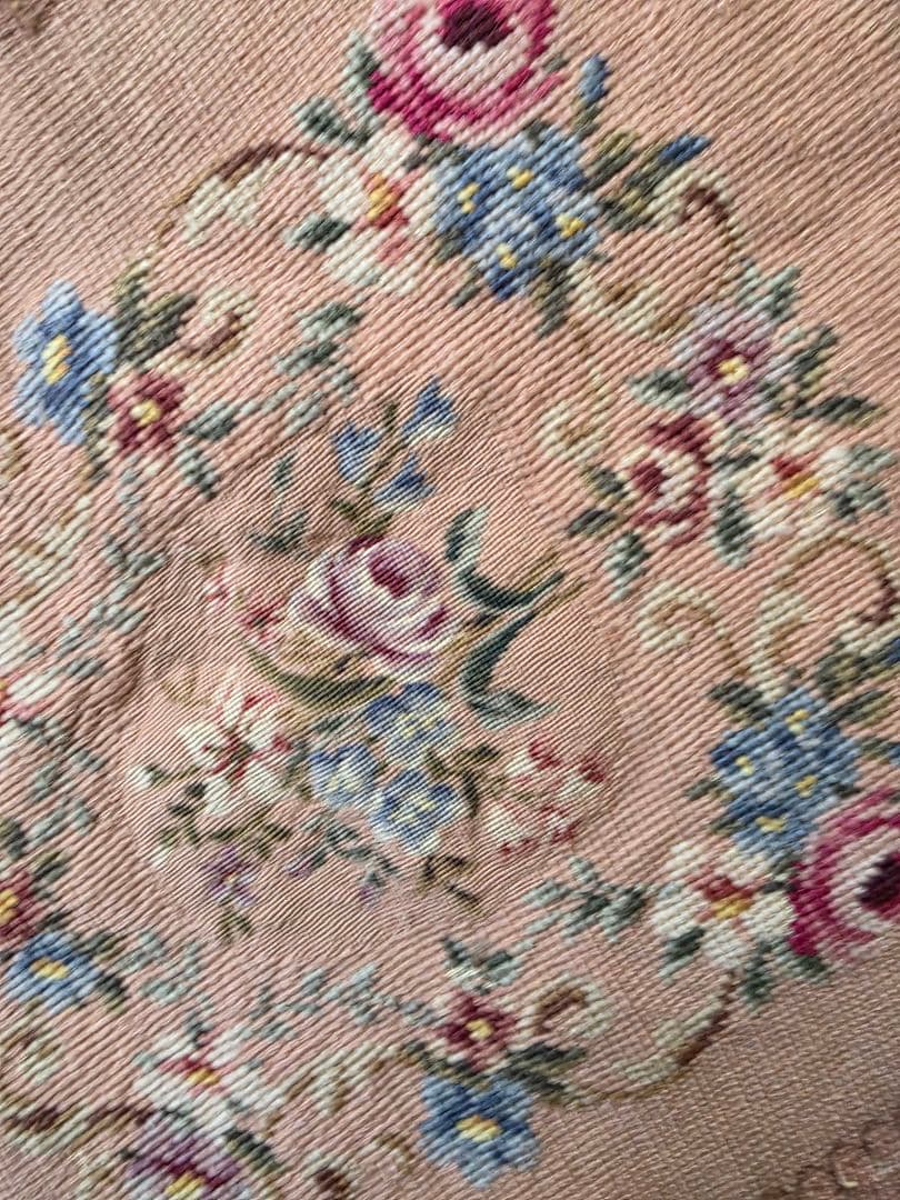 フランスアンティーク　ゴブラン風　刺繍　布