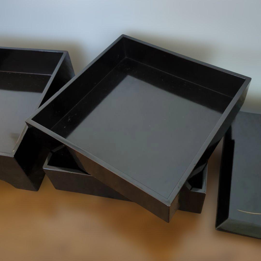 骨董　重箱　螺鈿　三段重　木製　漆器　正月　おせち　木箱