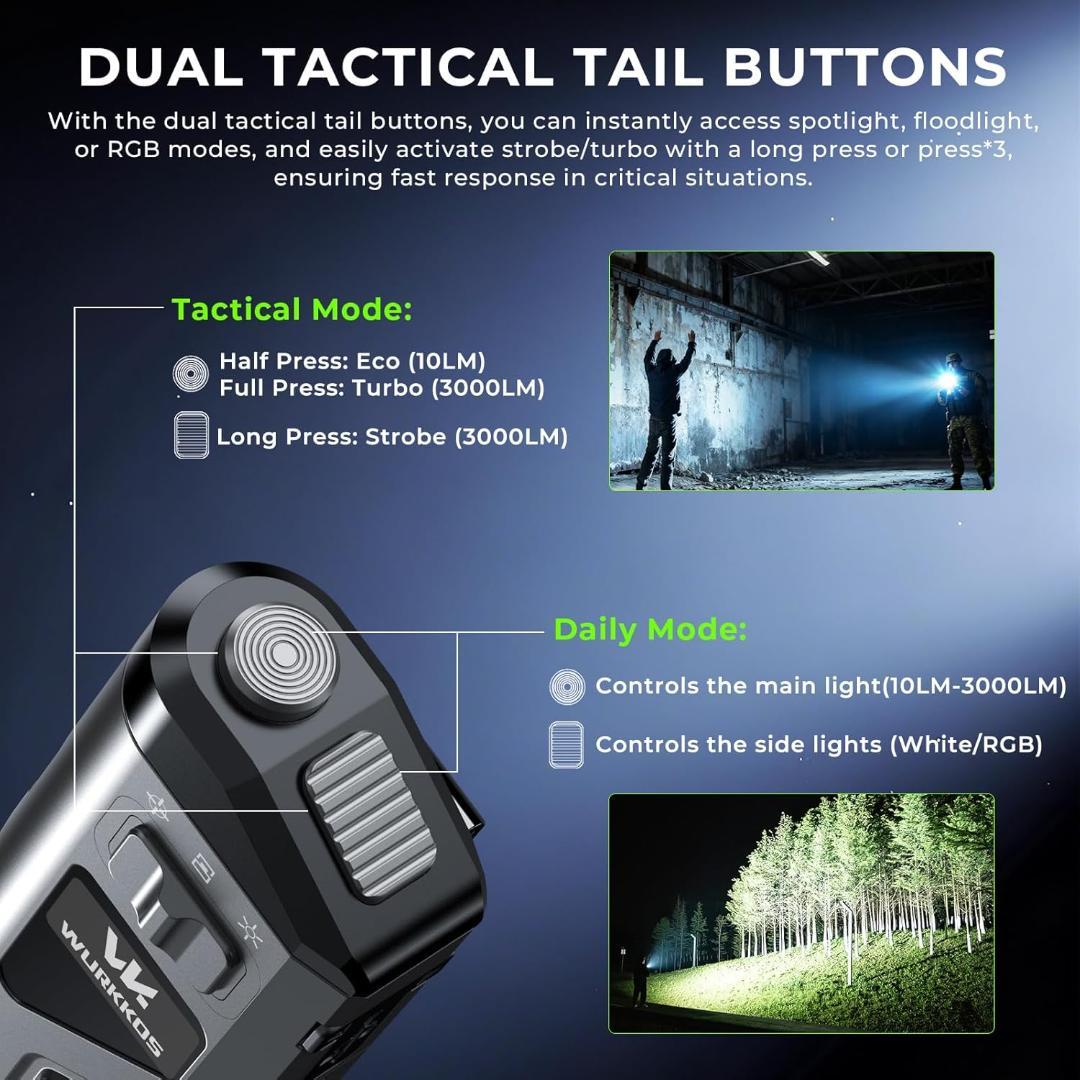 Wurkkos TD11 LED フラッシュライト タクティカル　3000lm