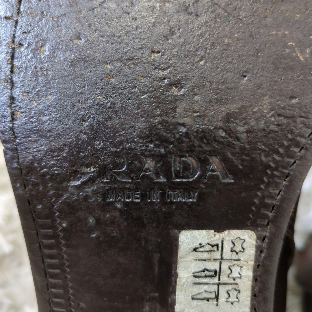 プラダ　ベルテッドブーツ　イタリア製　ブラウン　サイズ表記6
