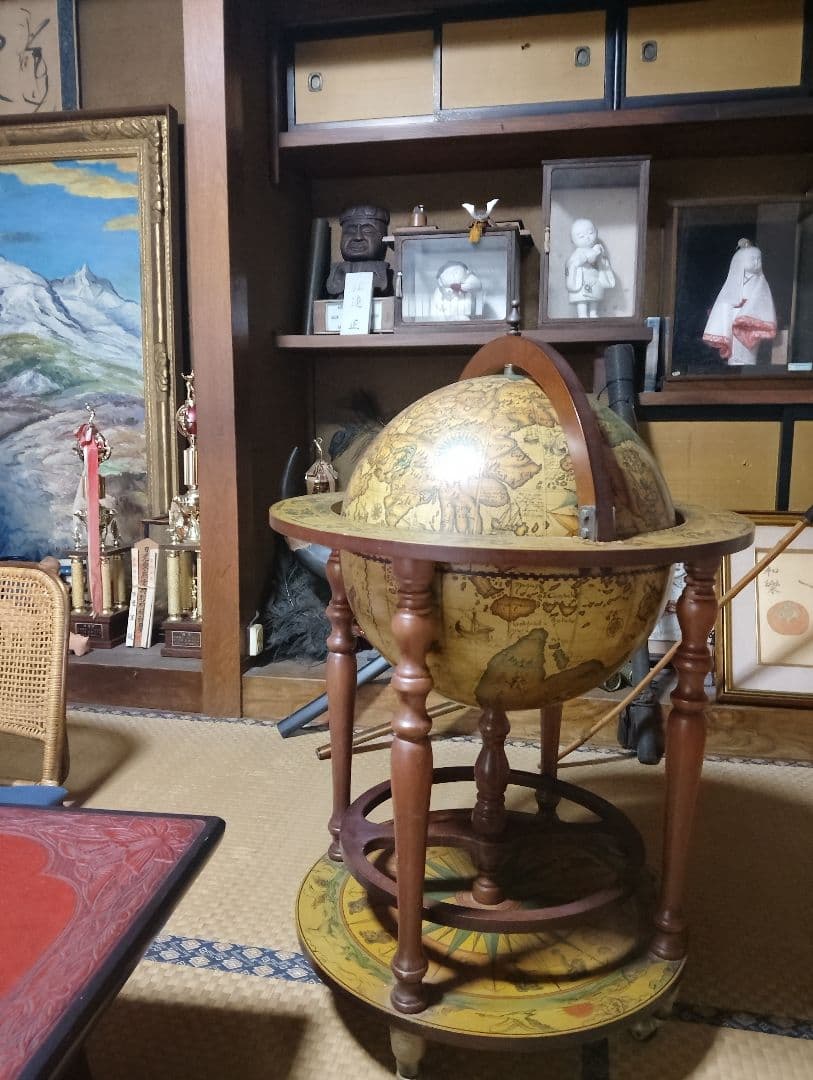 木製古地図風地球儀