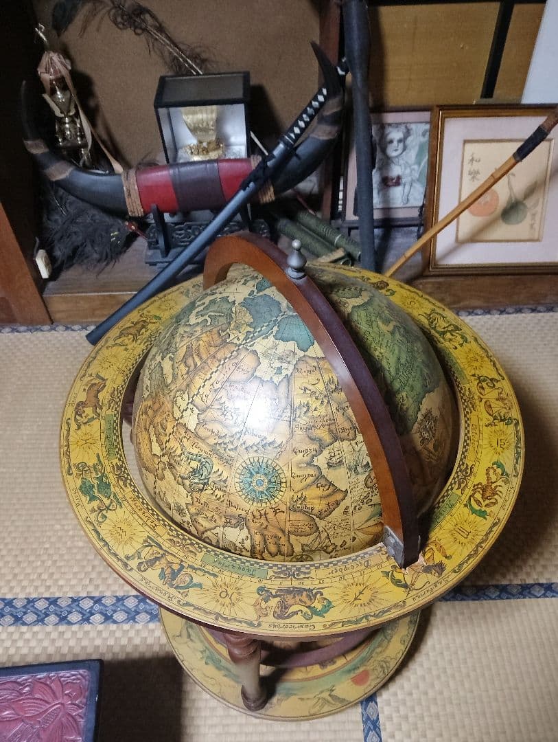 木製古地図風地球儀