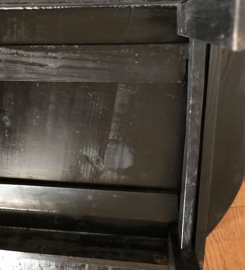 昭和レトロ　オレンジ、黒色 円形木製折り畳みテーブル　【希少】