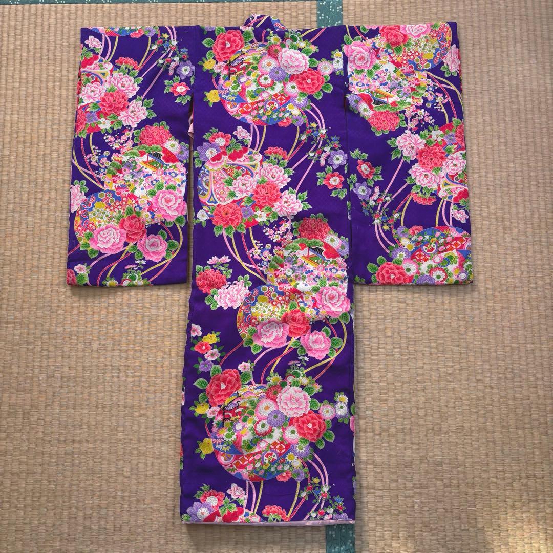 アンティーク着物 だらり帯 髪飾り足袋 セット 七五三 3歳用