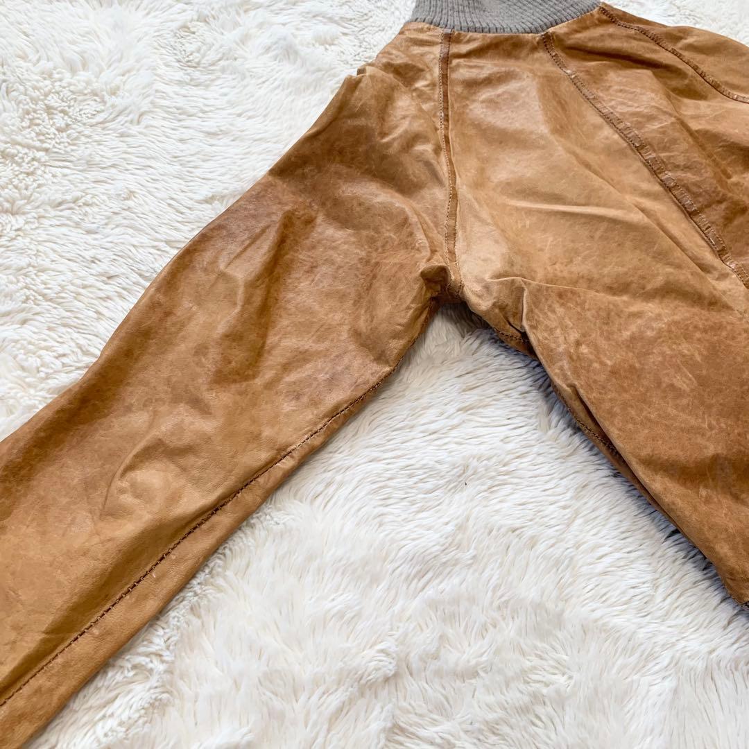 GIORGIO BRATO レザー　ジャケット　袖リブ　鳥　42サイズ　ブラウン