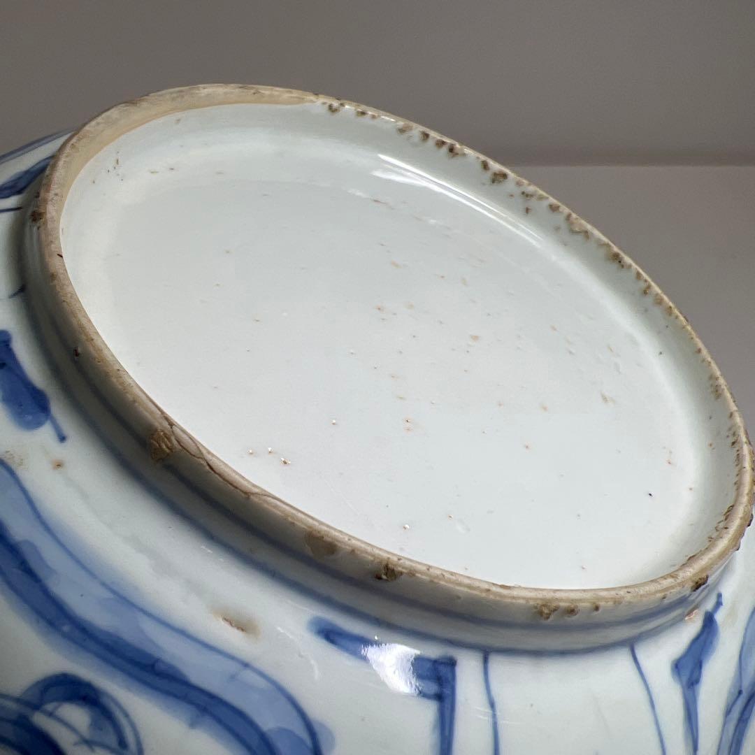 中国明時代　古染付芙蓉手カブト鉢　幅約22.5㎝　東Y8-0108☆2Fタルオ