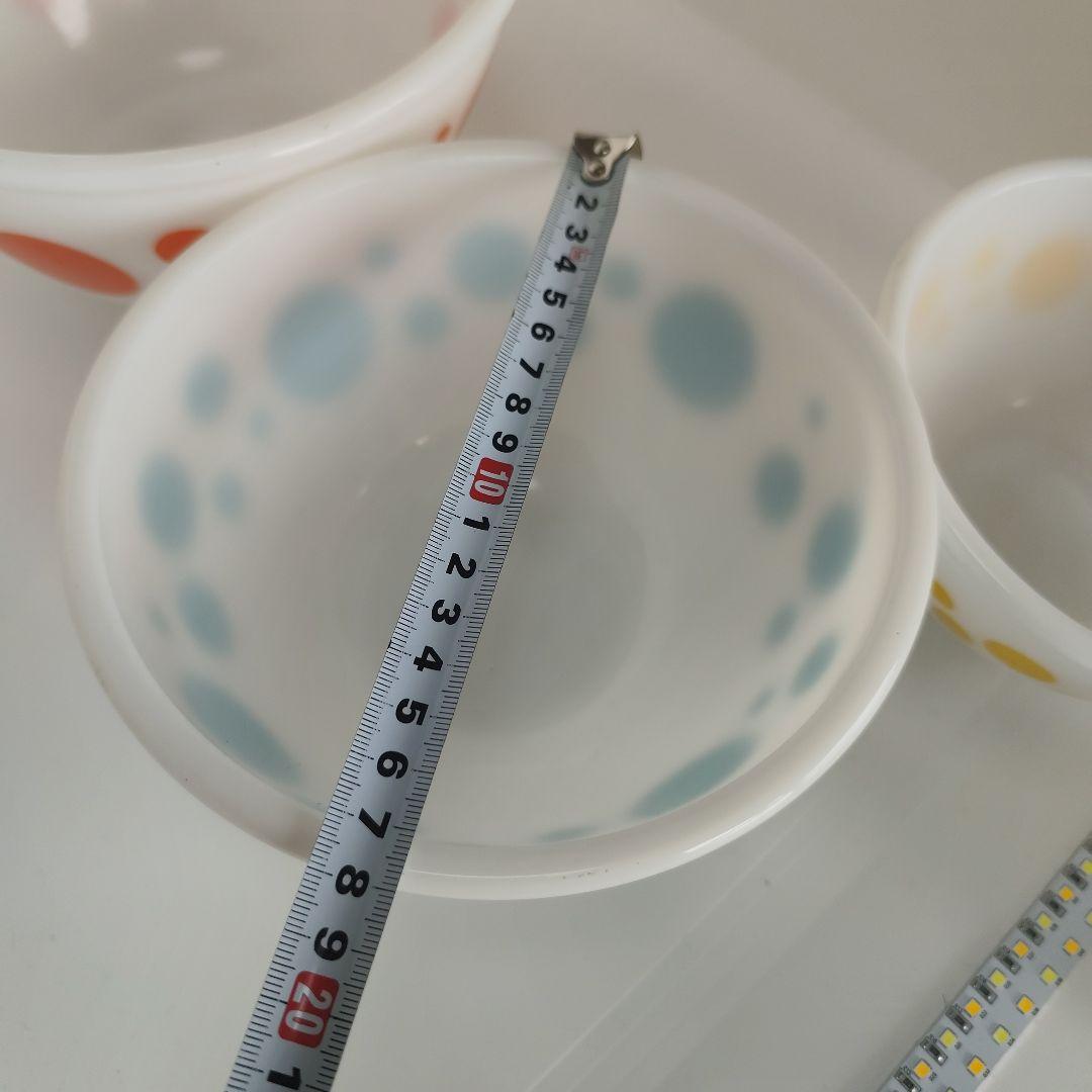 美品　Hazel Atlas ヘーゼルアトラス　ポルカドット　水玉　ボウル 4個