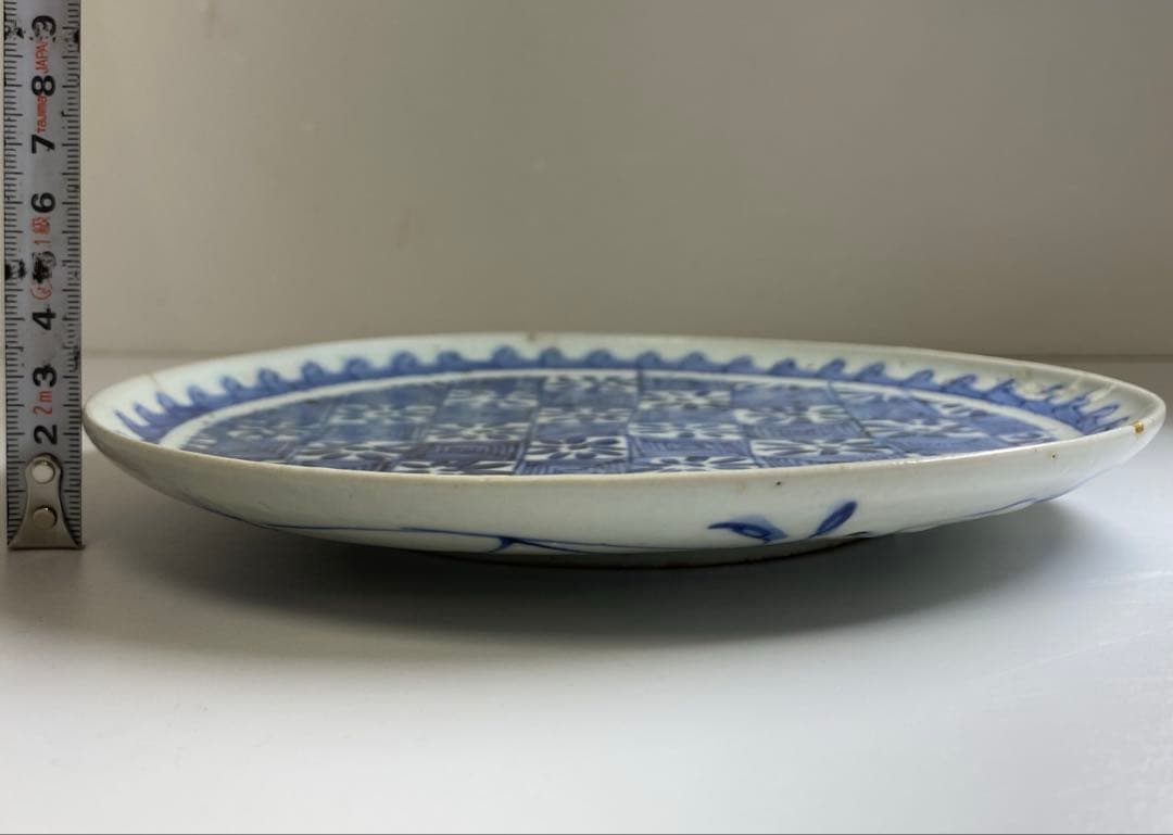 江戸初期　上手初期伊万里　染付中皿　合箱　約20㎝　東Y7-0331☆2Fトトヒ