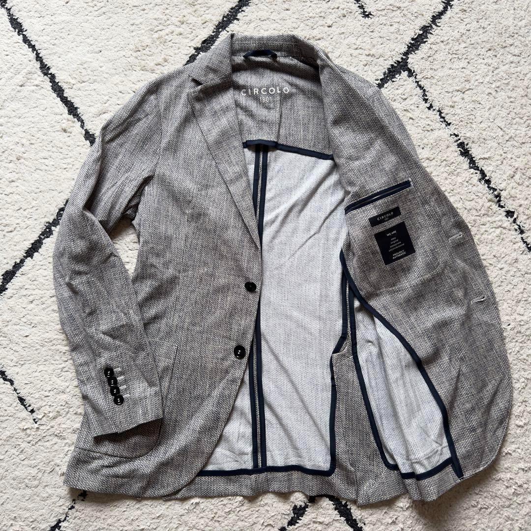 チルコロ　テーラードジャケット　トラベルグレー　ストレッチ　44サイズ　洗える