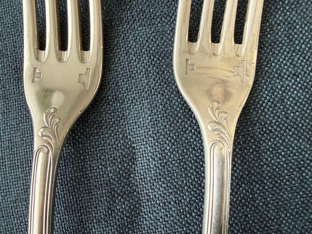 クリストフル マルリー テーブルフォーク 4本セット パリ蚤の市購入（刻印あり）