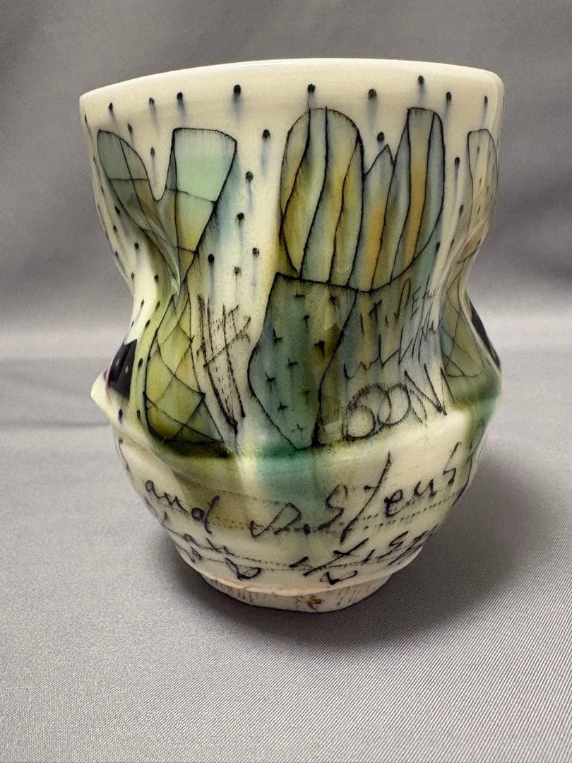 下和弘　色絵釉彩カップ　ロケット