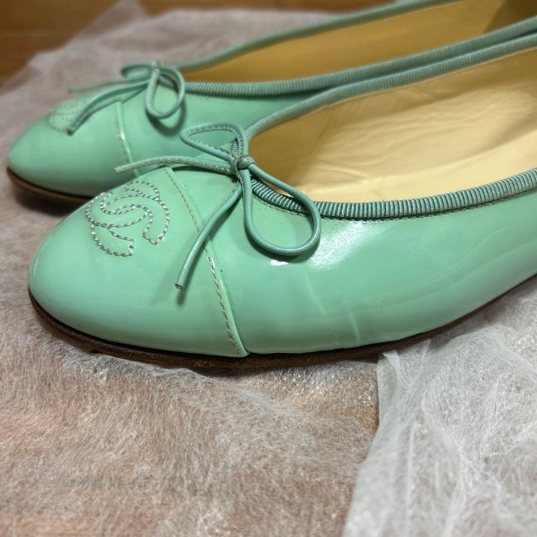 CHANEL ミントグリーン バレエシューズ　39