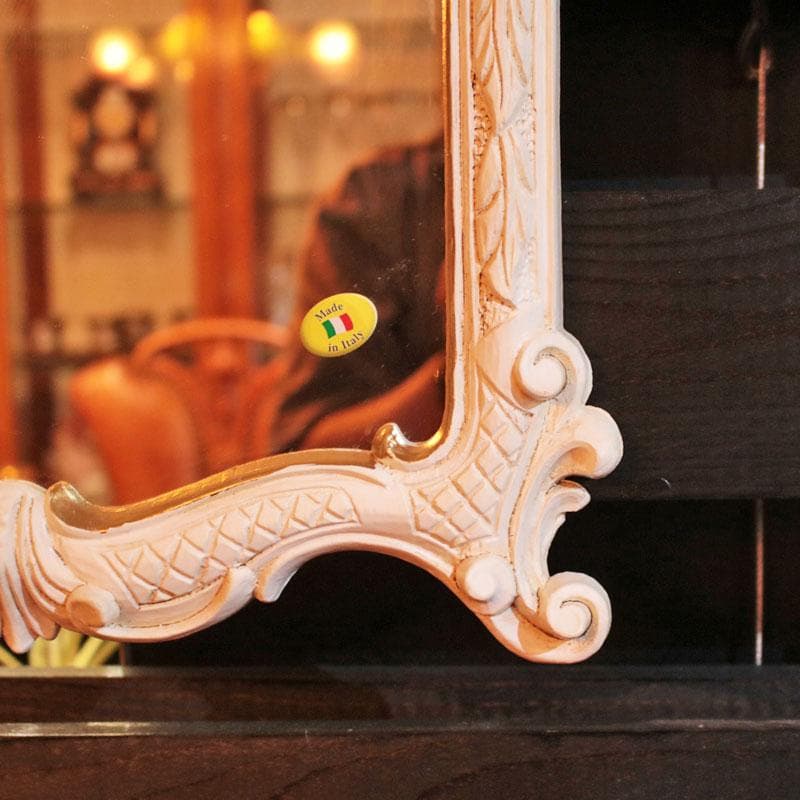 ウォールミラー イタリア製 ホワイト 白 インテリア 壁掛け 124-612