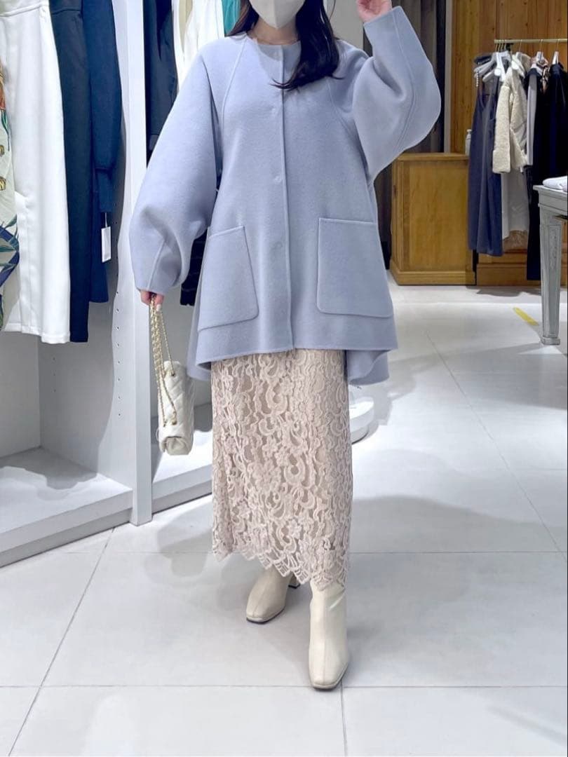 ラブティックボンボン ライトラグランフレアコート　ベージュ