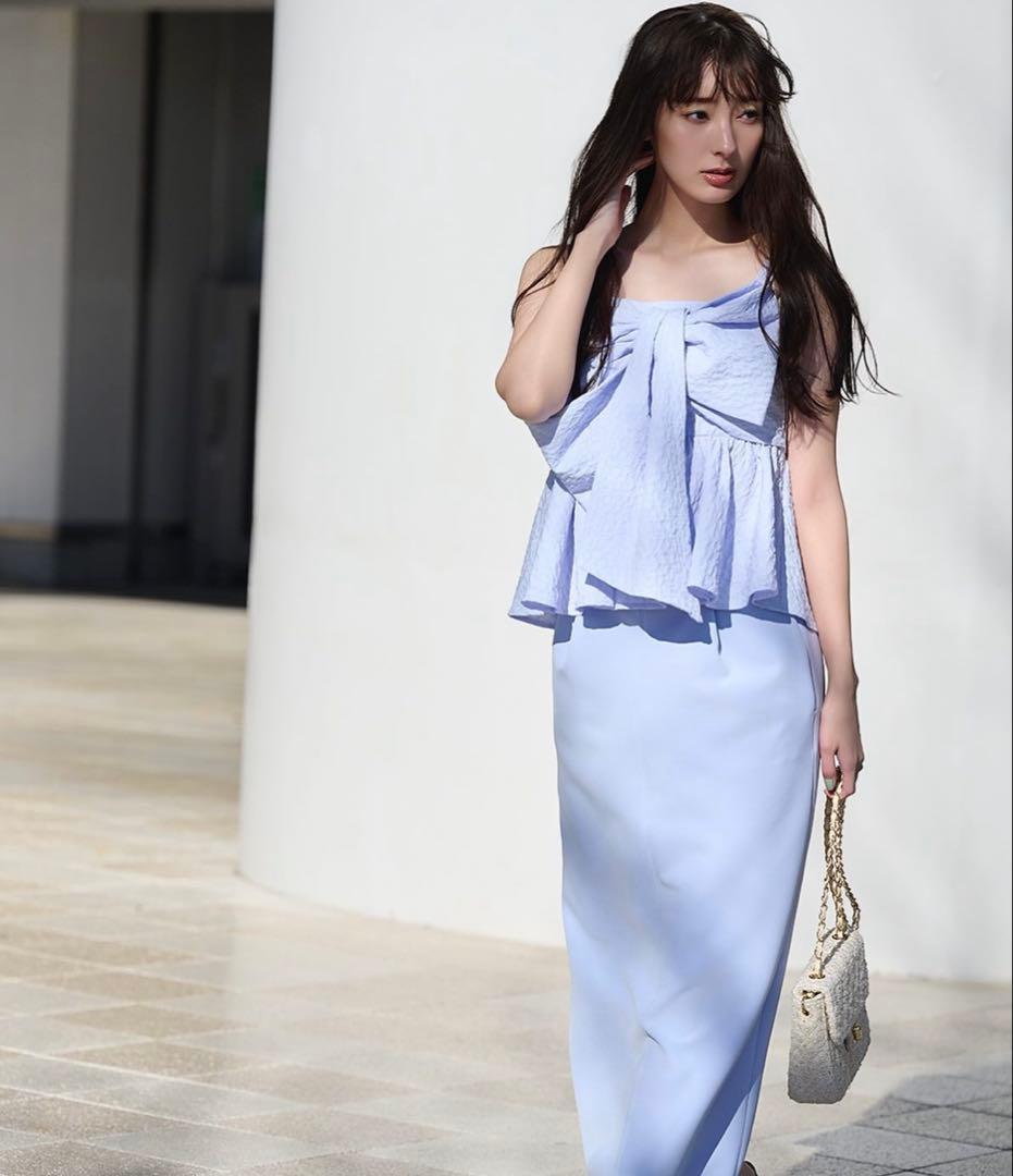 新品未使用タグ付き フレイアイディー FRAY I.D ペプラムリボントップス