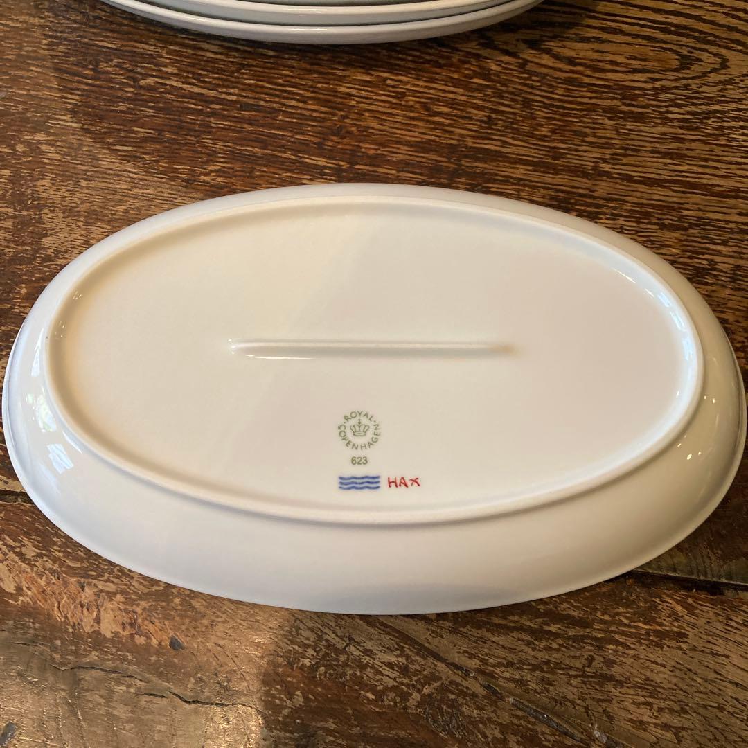 ロイヤルコペンハーゲン バーガンディパルメッテ オーバルプレート 6枚セット