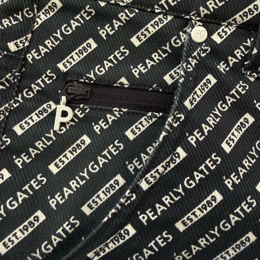 パーリーゲイツ　パンツ　総柄　紺　ネイビー　S〜M相当　コットン素材　生地厚　3