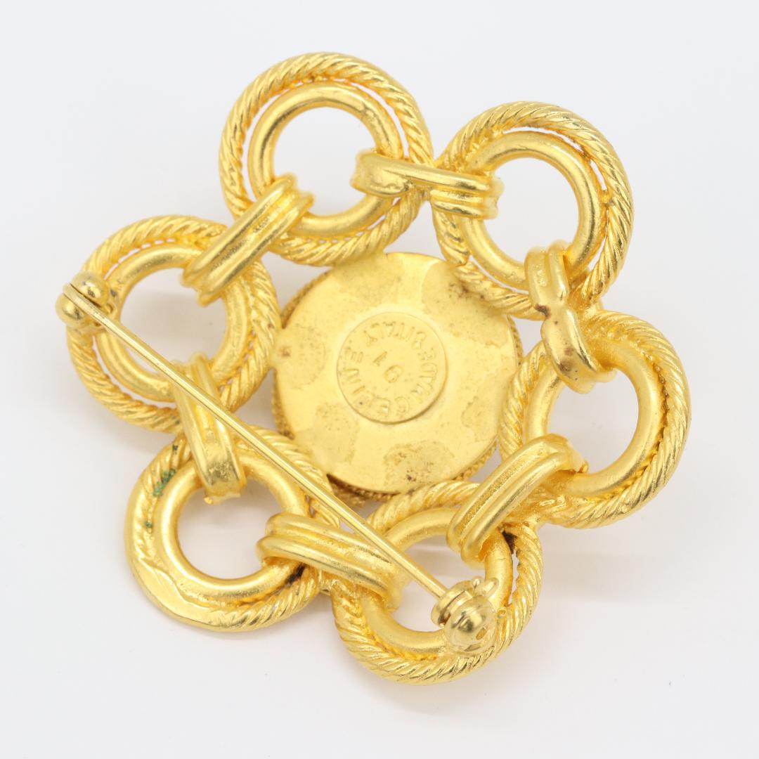 CELINE セリーヌ フラワーデザイン ブローチ フェイクパール ヴィンテージ