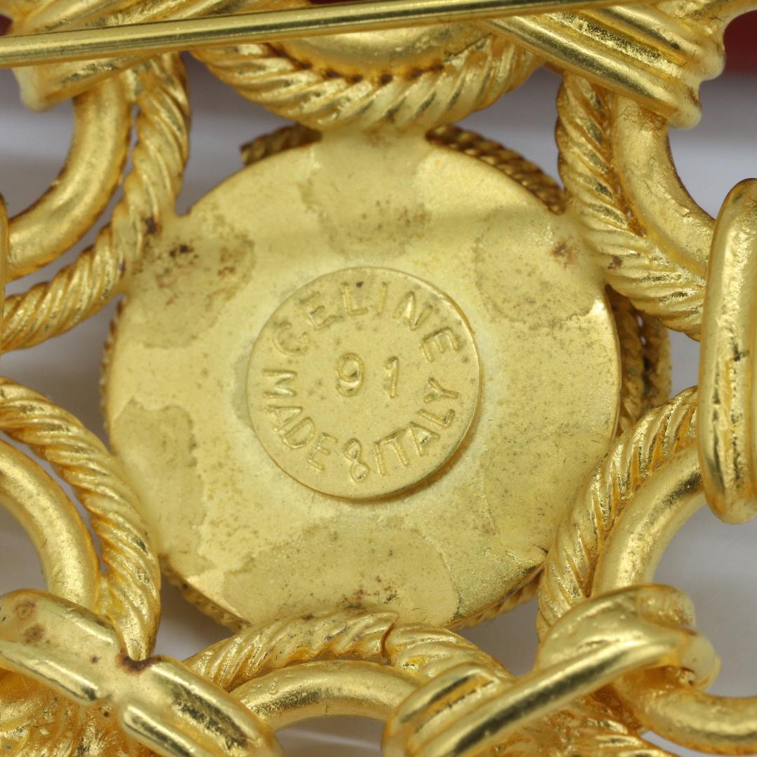 CELINE セリーヌ フラワーデザイン ブローチ フェイクパール ヴィンテージ