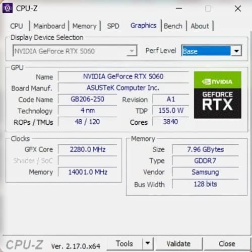 エイスース TUF Gaming RTX5060 8GB グラボ 美品