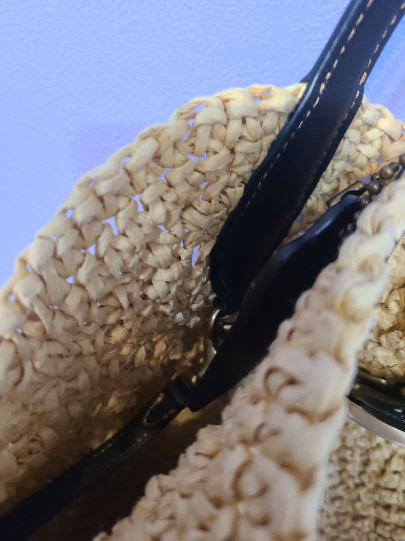 コーチ COACH ストローラージトートバッグカゴバッグ肩掛けポーチ付き天然素材