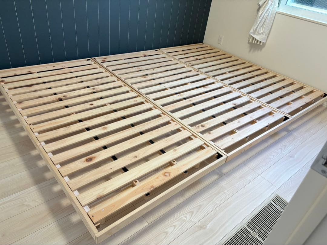 【ほぼ新品】❤️週末セール 高さ調整脚付き 檜すのこベッド（シングル