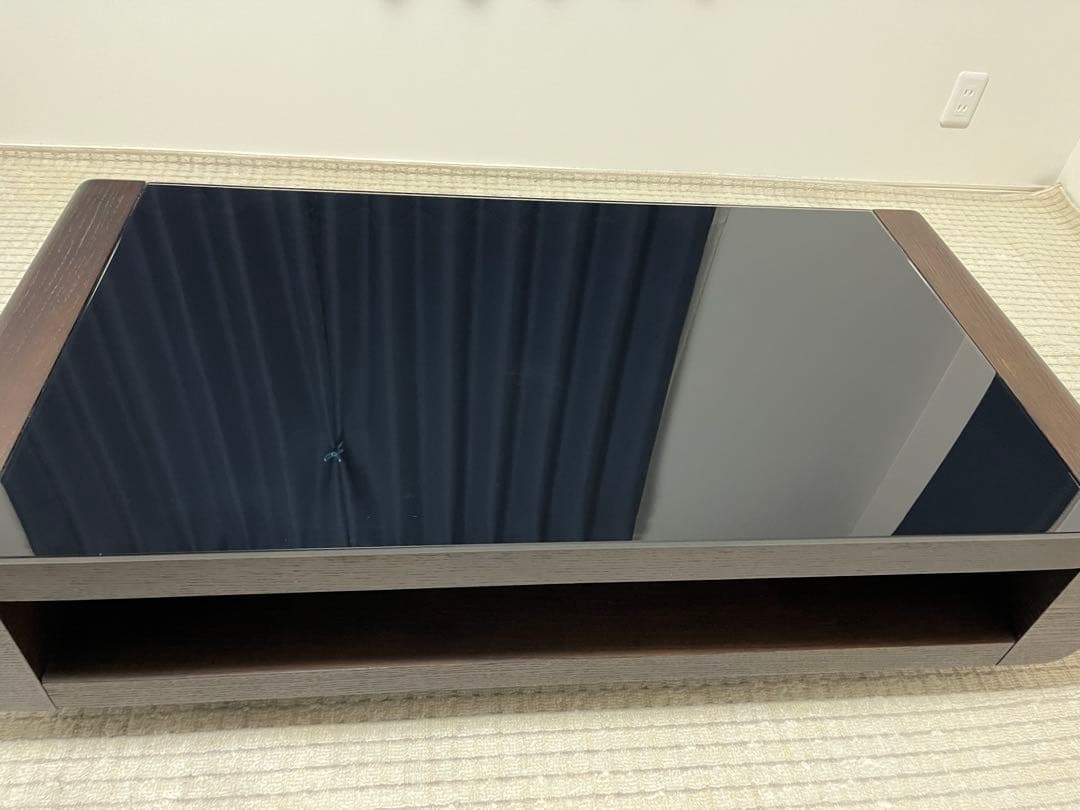 【美品】 [幅120cm]ローテーブル ブラックガラス ベルネ