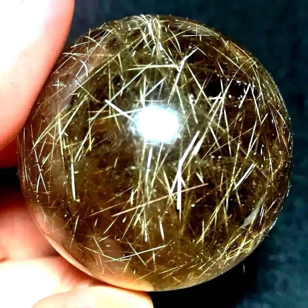 超絶綺麗✨45mm ゴールドルチルクォーツ　丸玉　スフィア　金針水晶