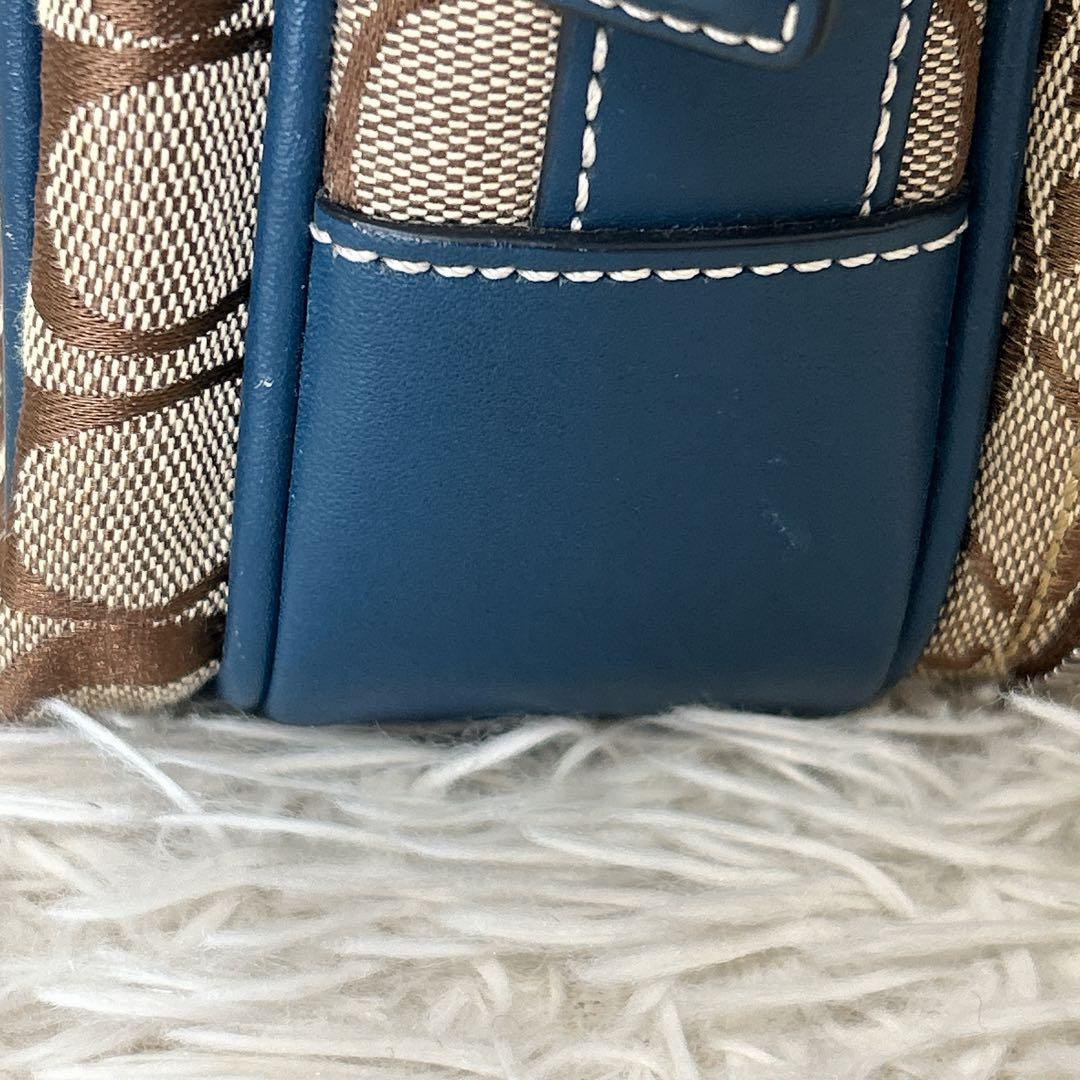 美品✨COACH コーチ シグネチャー 多収納 ショルダーバッグ ブルー