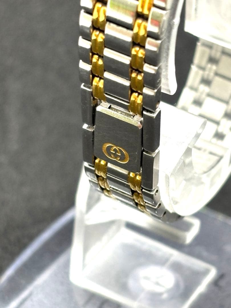 GUCCI 9000Lラウンドデイトゴールド文字盤 QZレディース腕時計 不動