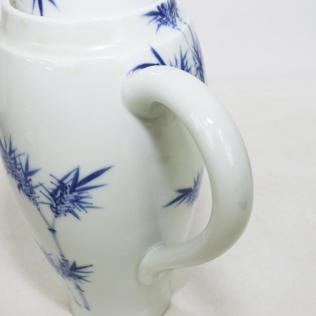 平安春峰造 青華竹笹文 水注 煎茶道具 金継有り