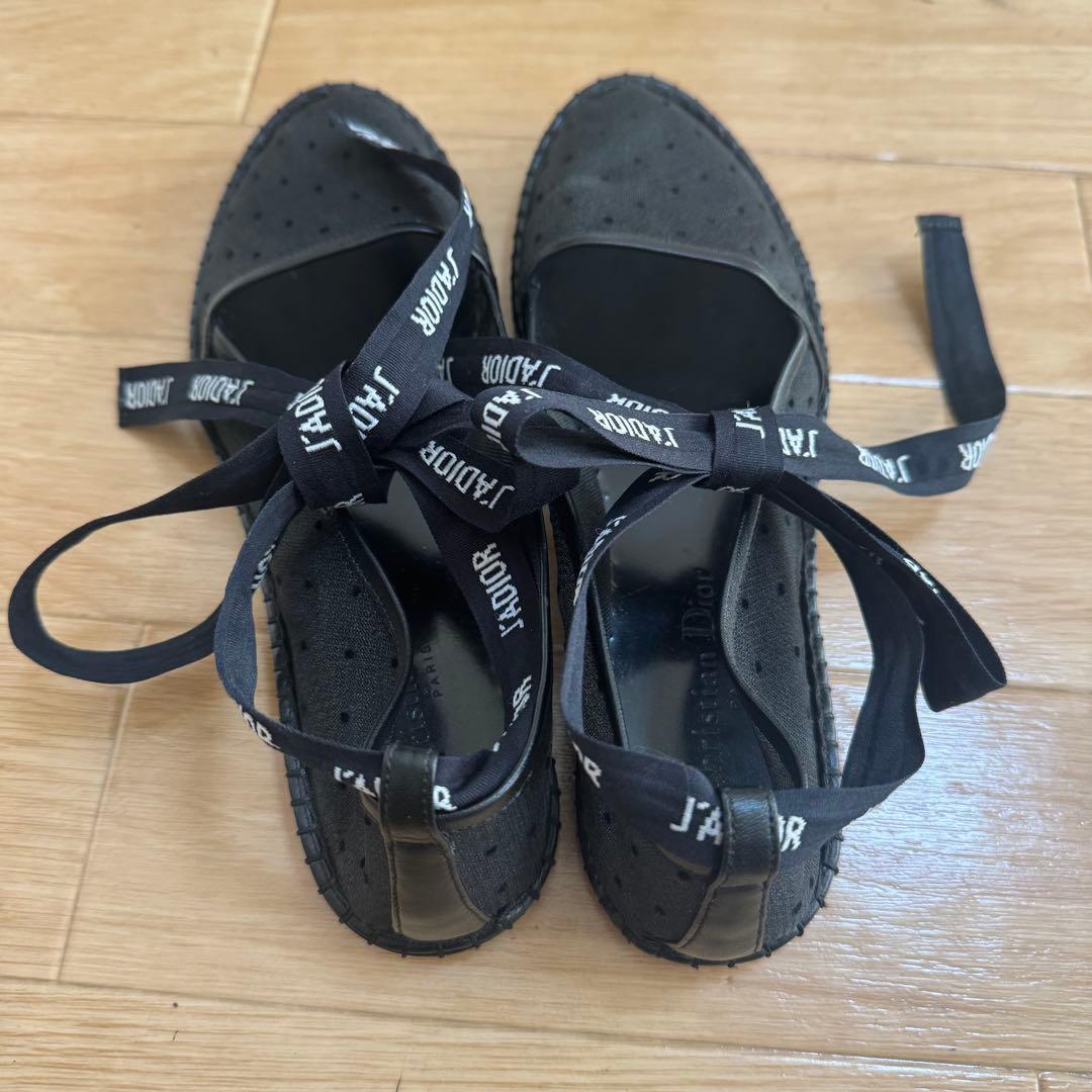 Dior エスパドリーユ フラットシューズ J'ADIORリボン付き