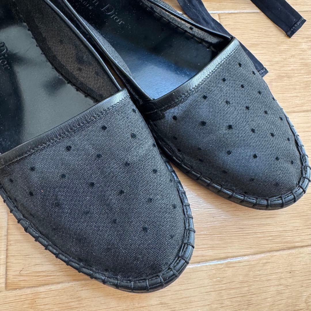 Dior エスパドリーユ フラットシューズ J'ADIORリボン付き