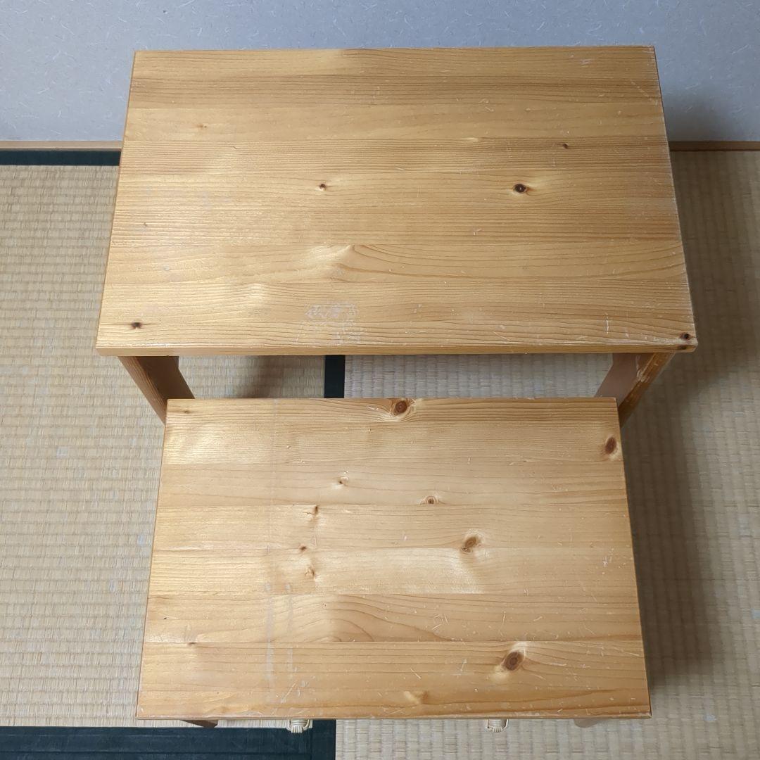 パイン材 キャスター付きパソコンデスク ロータイプ プリンター台 カントリー家具