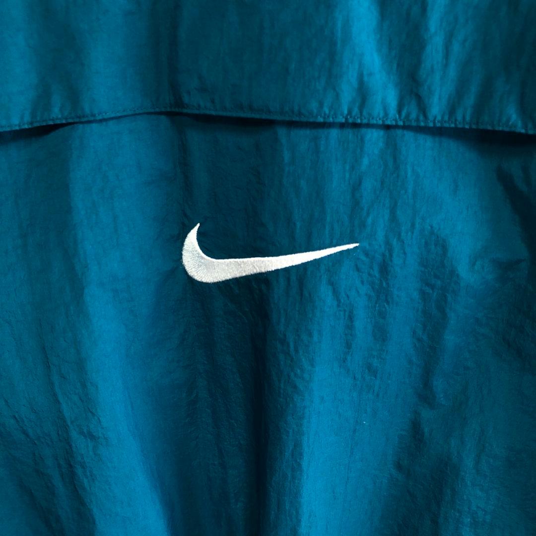 NIKE　ナイキ　スウッシュ刺繍　ハーフジップ　ナイロンジャケット　ブルー　L