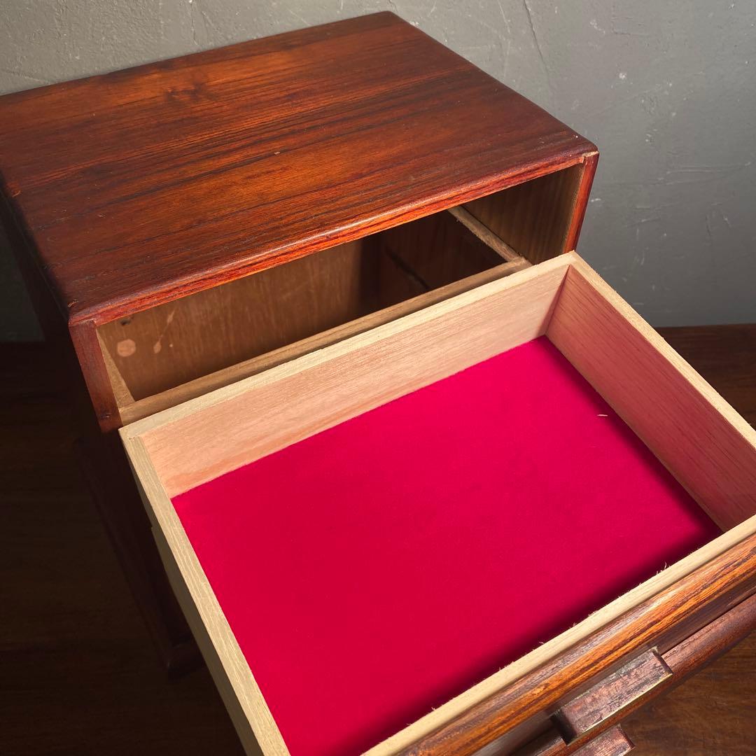 昭和レトロ 三段小引き出し 螺鈿細工 古家具 インテリア 収納 木製