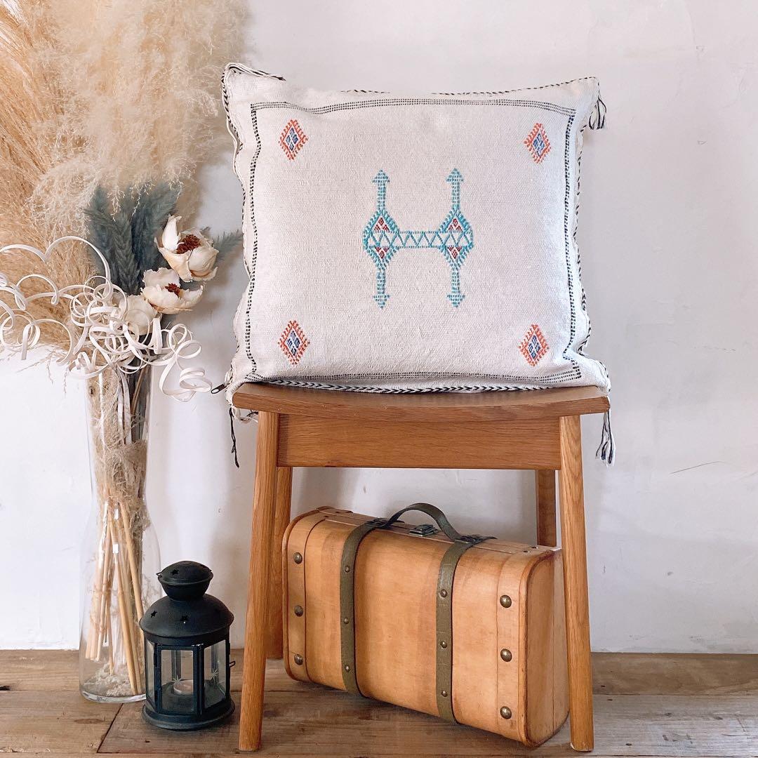 モロッコ製 カクタスシルク サブラ クッションカバー 約46〜49cm