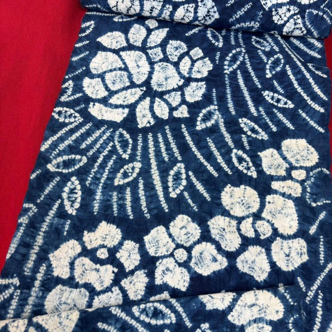 最終価格‼︎藍染絞り浴衣反物　藍染絞り布 未使用品