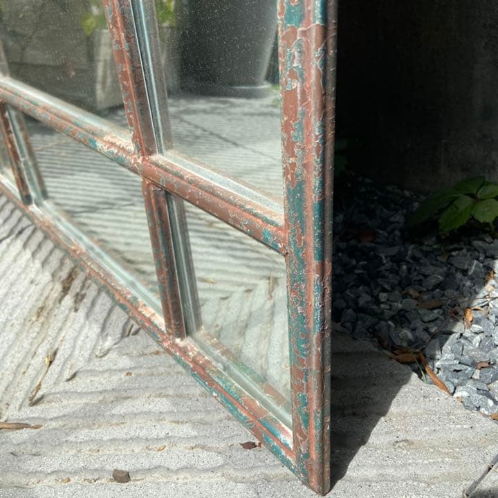 アンティーク　ウォールミラー　大型　ウィンドウフレーム