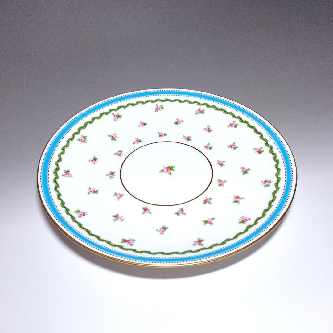 ミントン MINTON 1880年頃 トルコ石ブルーボーダー バラ絵 プレート
