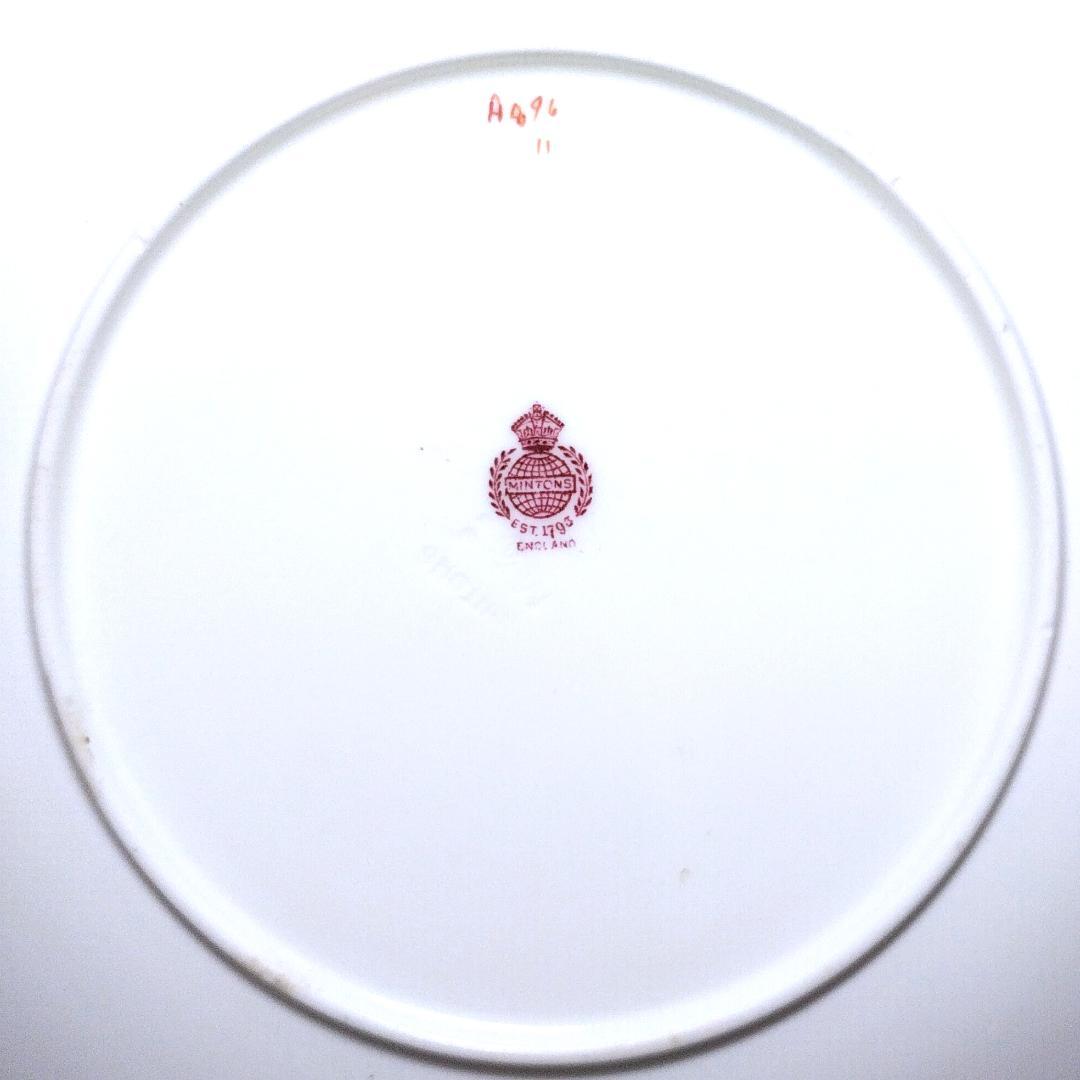 ミントン MINTON 1880年頃 トルコ石ブルーボーダー バラ絵 プレート