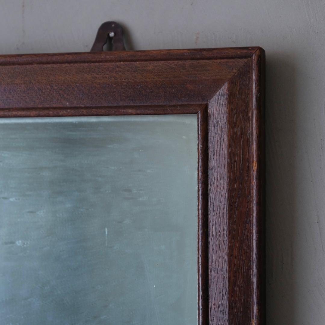 楢材 壁掛け鏡　ウォールミラー 古家具 古道具 アンティーク ヴィンテージ
